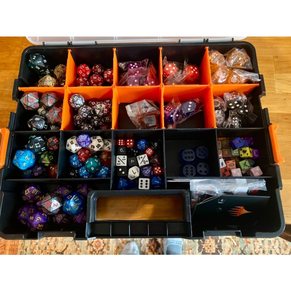 TCG Dice D and D MTG others large lot w/ case Gaming
